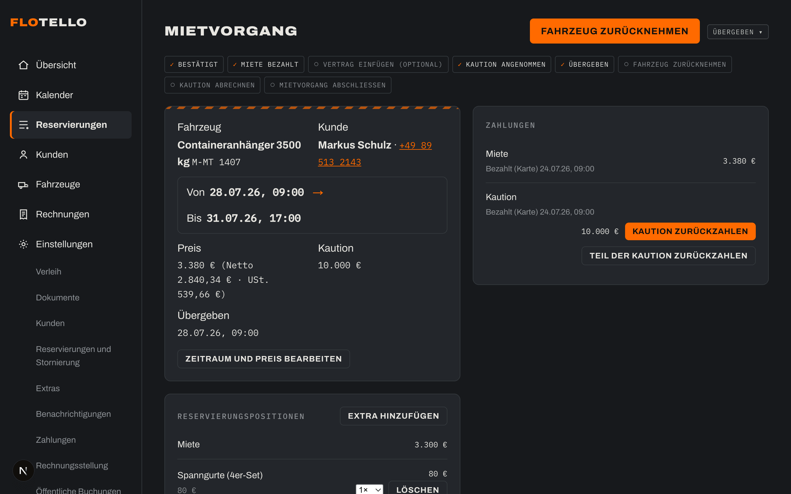 Kautionen und Zahlungen unter Kontrolle